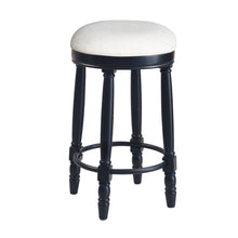 Load image into Gallery viewer, 360° Swivel Wooden Barstools With Upholstered Seat, Counter Height (Set of 2)