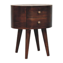 Load image into Gallery viewer, 21" Modern Solid Wood Oval Two Drawer Nightstand - Walnut