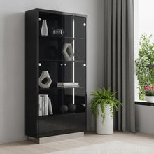 Load image into Gallery viewer, Wood Display Cabinet With LED With Two Doors One Drawer - Dark Gray