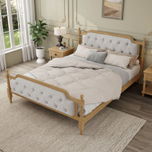 Load image into Gallery viewer, Traditional Style Solid Bed Frame With Upholstered Tufted Headboard, No Box Spring Needed