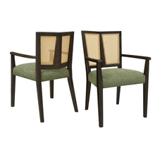 Load image into Gallery viewer, Mid Century Modern Arm Dining Chair Set With Rattan Backrest