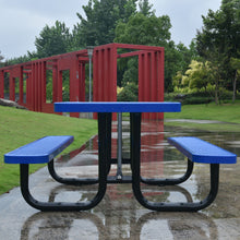 Load image into Gallery viewer, Square Outdoor Steel Picnic Table, With Umbrella Pole