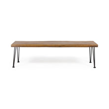 Load image into Gallery viewer, Zion - Industrial Wood And Metal Rectangular Bench With Faux Live Edge Design - Teak
