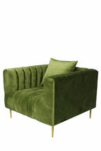 Load image into Gallery viewer, Velvet And Gold Solid Color Lounge Chair - Olive