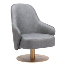 Load image into Gallery viewer, Faux Leather Swivel Arm Chair - Gray And Gold