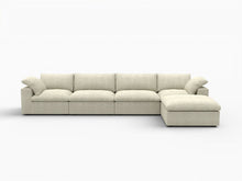 Load image into Gallery viewer, 120" 2 Piece Living Room Set Blend Modular Sofa With Ottoman Storage - Khaki