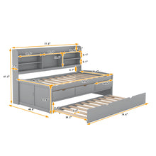 Load image into Gallery viewer, Captain Bed With Built In Bookshelves, 3 Storage Drawers, And Trundle