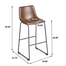 Load image into Gallery viewer, Barstool With Upholstery And Foot Rail - Vintage Brown
