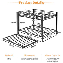 Load image into Gallery viewer, Bunk Bed For Kids, Convertible Frame With Ladders & Guardrail