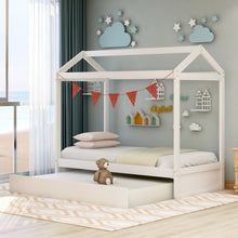 Load image into Gallery viewer, House Bed With Trundle In, Twin Size - White