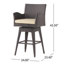 Load image into Gallery viewer, Outdoor Modern Rattan Swivel Barstool With Tapered Legs - Beige / Multibrown