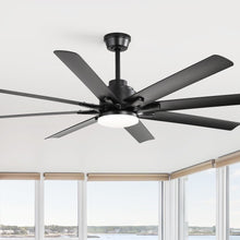 Load image into Gallery viewer, Smart Ceiling Fan With 8 Blades, Voice Remote Control, 6 Wind Speeds, Reversible DC Motor, 3 Color Lighting - Black