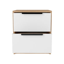 Load image into Gallery viewer, 19" Two Drawer Faux Wood Nightstand - Light Brown / White