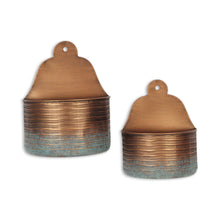 Load image into Gallery viewer, Striped Wall Planters (Set of 2) - Copper / Teal