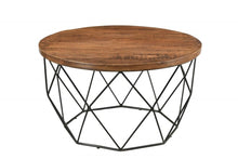 Load image into Gallery viewer, Solid Wood And Iron Round Frame Coffee Table - Brown