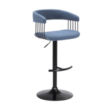 Load image into Gallery viewer, Fabric With Metal Swivel Adjustable Height Bar Chair - Blue And Black