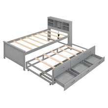 Load image into Gallery viewer, Platform Bed With Storage Headboard, USB, Trundle And 3 Drawers
