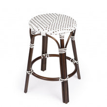 Load image into Gallery viewer, Rattan Backless Counter Height Bar Chair - Dark Brown White And Brown