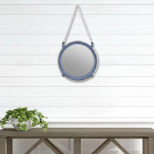 Load image into Gallery viewer, 13" Metal And Rope Round Accent Mirror - Blue / White