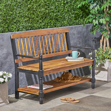 Load image into Gallery viewer, Slatted Bench With Built In Shelf
