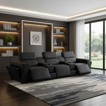 Load image into Gallery viewer, Top Grain Leather Reclining Metal USB Sofa (720394) - Black