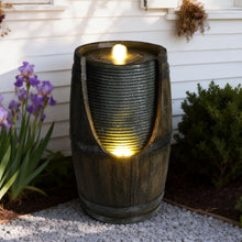 Load image into Gallery viewer, Rustic Barrel Water Fountain With LED Light