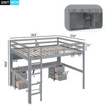 Load image into Gallery viewer, Loft Bed With Desk, Cabinets, Drawers, Charging Station And Bedside Tray
