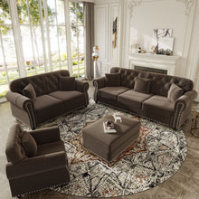 Load image into Gallery viewer, Upholstered Sofa Set With Nailhead Trim And Rolled Armrests, Includes Pillows