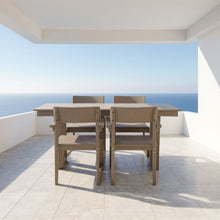 Load image into Gallery viewer, 5 Piece Outdoor Dining Set For 4, Weather Resistant Patio Table With Umbrella Hole And 4 Armrest Chairs Garden Furniture For Backyard - Wood