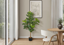 Load image into Gallery viewer, 47" Tall, Artificial Plant, Fiddle Tree, Indoor, Faux, Fake, Floor, Greenery, Potted, Real Touch, Decorative - Green / Black
