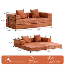 Load image into Gallery viewer, Convertible Floor Sofa Bed With Pillow Back Support Armrest