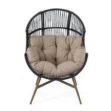 Load image into Gallery viewer, Cori - Outdoor Patio Egg Chair, With Cushion - Black / Khaki