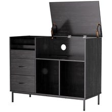 Load image into Gallery viewer, Grain Record Player Stand, Media Console With Speaker Shelf & 2 Drawers