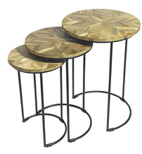 Load image into Gallery viewer, Solid Wood And Metal Round Frame Nested Tables (Set of 2) - Natural