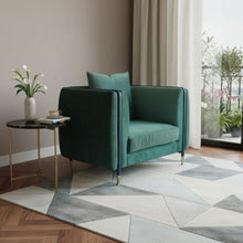 Load image into Gallery viewer, Velvet And Black Solid Color Arm Chair - Green