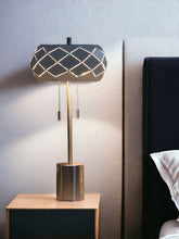 Load image into Gallery viewer, Metal Table Lamp With Geometric Laser Cut Metal Shade - Silver