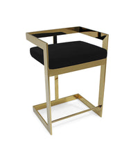 Load image into Gallery viewer, Velvet And Stainless Steel Low Back Bar Height Bar Chair - Black And Gold