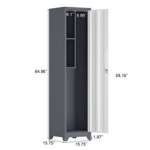 Load image into Gallery viewer, Broom Storage Cabinet Narrow Slim With Hooks And Shelves, Heavy-Duty