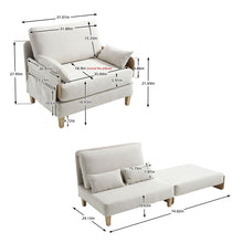 Load image into Gallery viewer, Mid Century Modern Foldable Sofa Bed, 3 In 1 Convertible Sleeper With 3 Pillows