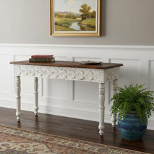 Load image into Gallery viewer, Solid Wood Distressed Console Table - Natural And White