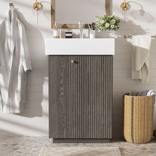 Load image into Gallery viewer, Bathroom Vanity With Sink, Freestanding Wood Grain Cabinet With Storage