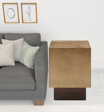 Load image into Gallery viewer, Brown Metal Square End Table - Antiqued Copper And Light