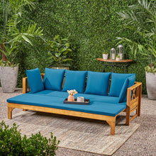 Load image into Gallery viewer, Outdoor Daybed With X-Shaped Panel Backrest And Armrests - Teak