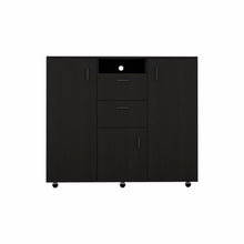 Load image into Gallery viewer, Three Door Closet With Two Drawers - Black