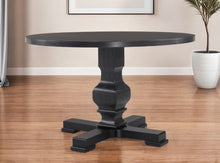 Load image into Gallery viewer, 47" Rounded Solid Wood Pedestal Base Dining Table - Black
