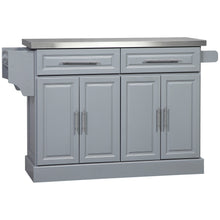 Load image into Gallery viewer, Homcom - Rolling Kitchen Island With Storage, Portable Kitchen Cart With Stainless Steel Top, 2 Drawers, Spice, Knife And Towel Rack And Cabinets