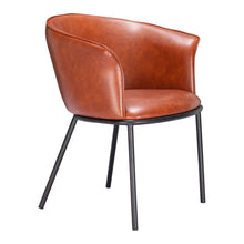Load image into Gallery viewer, Modern Upholstered Faux Leather Dining Arm Chair - Brown