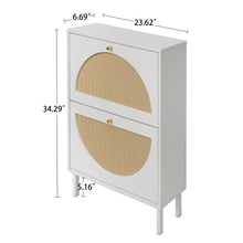 Load image into Gallery viewer, 2 Door Shoe Rack, Rattan, Double Layer, Suitable For Living Room, Hallway - White