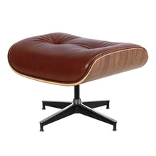 Load image into Gallery viewer, Tufted Genuine Leather Swivel Lounge Chair with Ottoman 35" - Brown