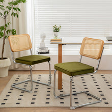 Load image into Gallery viewer, Rattan Side Accent Dining Chairs With Painted Legs (Set of 2)